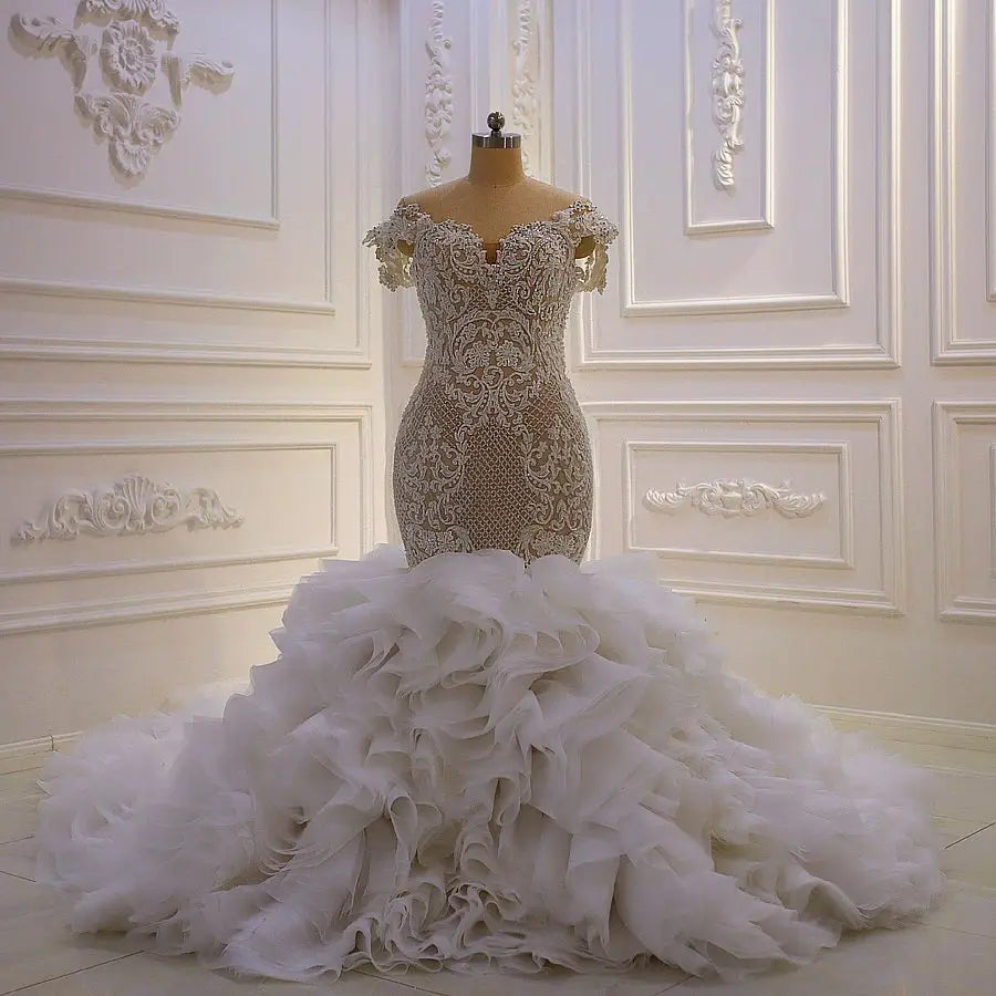 Ostty™ ruffles mermaid wedding dress