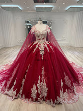 Ostty Wine Red & Silver Quinceañera Dress with Cape and Beaded Embroidery OST-QN070-25 (Wholesale)