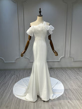 Ostty Structured Ruffle Off-Shoulder Satin Wedding Dress OST-MN002-25 (Wholesale)