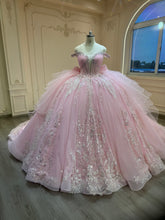 Ostty Baby Pink Sequin Quinceañera Dress with Embroidered Skirt OST-QN016-25 (Wholesale)