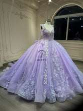 Ostty Lilac Quinceañera Dress with Floral Embroidery and Bow Train OST-QN060-25 (Wholesale)
