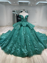Ostty Emerald Green Off Shoulder 3D Floral Quinceañera Dress OST-QN002-25 (Wholesale)
