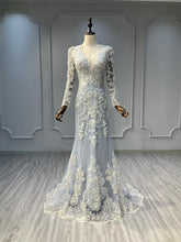 Ostty Vintage Grey Embroidered Wedding Dress with Long Sleeves OST-GV023-25 (Wholesale)