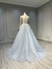 Ostty Grey Embroidered Wedding Dress with Detachable Overskirt OST-GV024-25 (Wholesale)