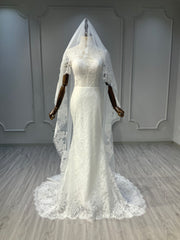 Ostty High Neck Short Sleeve Lace Wedding Dress OST-LC013-25 (Wholesale)