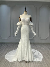 Ostty Puff Sleeve A-Line Wedding Dress with Lace Neckline OST-FP031-25 (Wholesale)