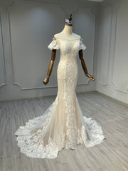 Ostty Strapless Lace Mermaid Bridal Gown with Off-Shoulder Sleeves OST-ME025-25 (Wholesale)
