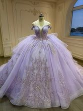 Ostty Lavender Sparkle Tulle Quinceañera Dress with Unique Bodice OST-QN013-25 (Wholesale)