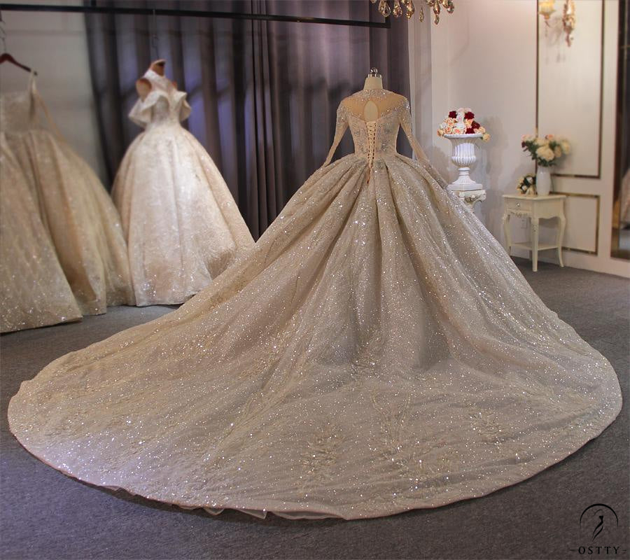 Long Sleeves Beading Wedding Dress OS3903 - $2,460.50