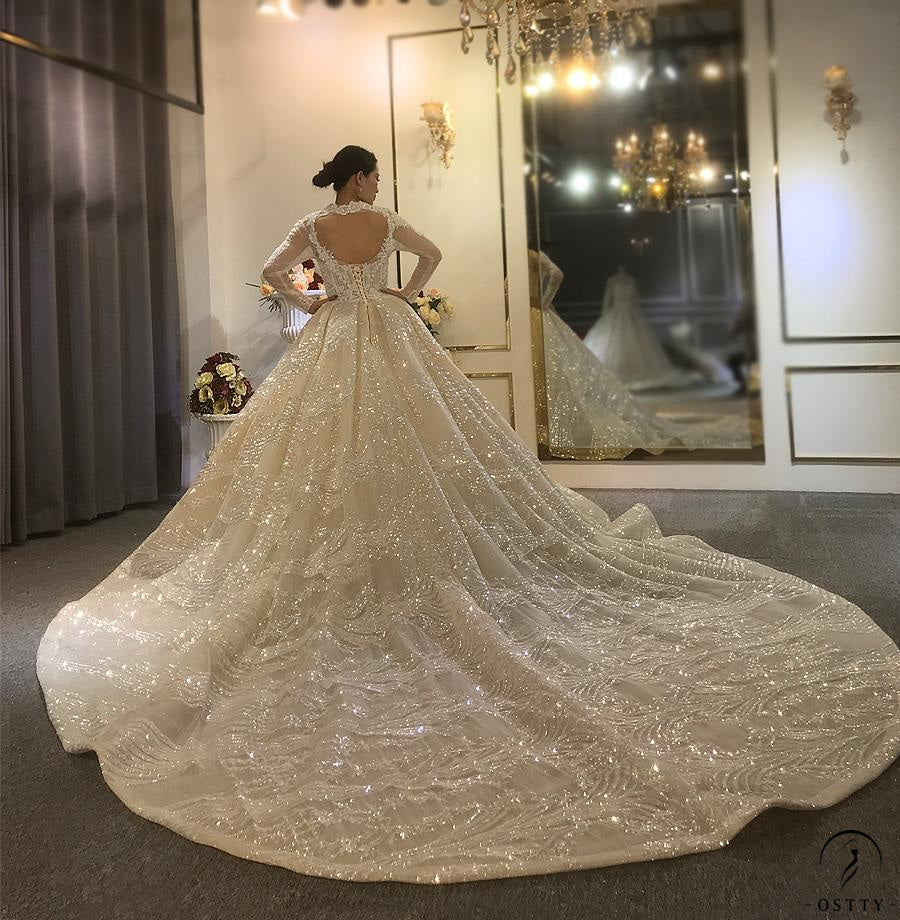 Long Sleeves Beading Wedding Dress OS3916 - $2,460.50