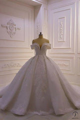 Luxury beading Appliques Short Sleeve Wedding Dress With Train - OS11644 $1,599.99