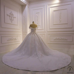 Luxury beading Appliques Short Sleeve Wedding Dress With Train - OS11644 $1,599.99