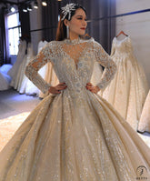 Luxury Long Sleeve Hign Neck beading Wedding Dress OS3833 - Wedding & Bridal Party Dresses $1,528.99