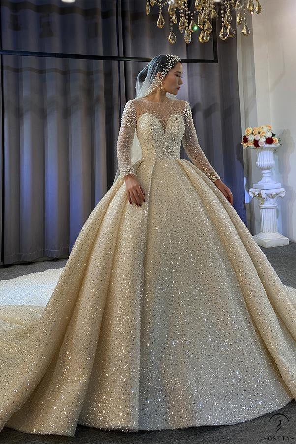 long sleeve luxury dresses Long Sleeve Formal Sequin Dress by LaDivine B8422 The Dress Outlet