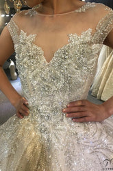 Luxury Sleeveless V Neck beading Wedding Dress OS3823 - Wedding & Bridal Party Dresses $1,459.99