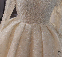 2021 Off The Shoulder Long Sleeves Beading Wedding Dress Real Photos - $2,460.50