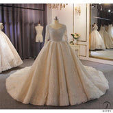 2021 Off The Shoulder Long Sleeves Beading Wedding Dress Real Photos - $2,460.50