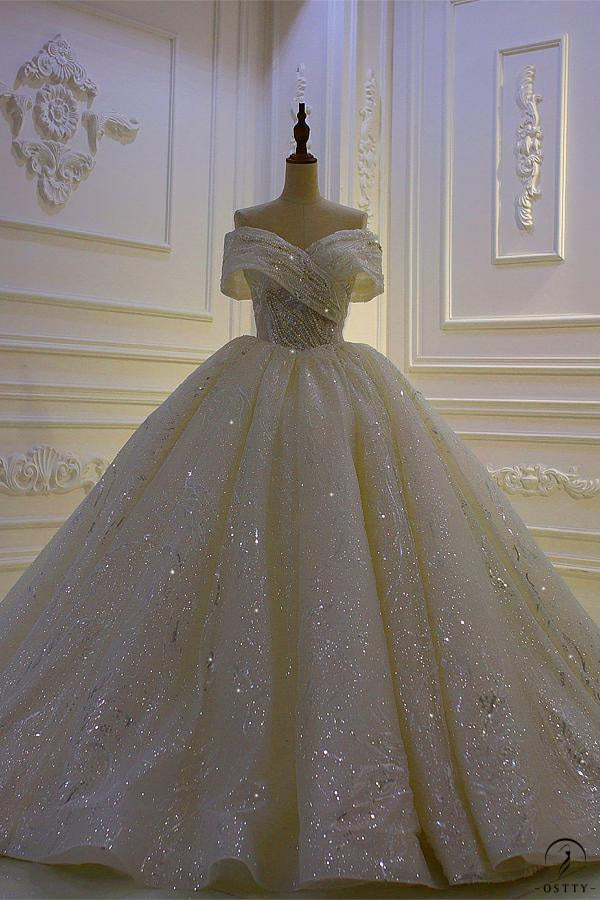 OSTTY - Ostty Luxury White One Shoulder Sleeveless Beading Wedding Dresses OS841 $699.99 OSTTY - Ostty Luxury White One Shoulder Sleeveless Beading Wedding Dresses OS841 $699.99