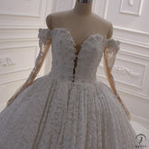 White One Shoulder Long Sleeves Full Beading Wedding Dress OS3935 - Wedding & Bridal Party Dresses $1,199.99