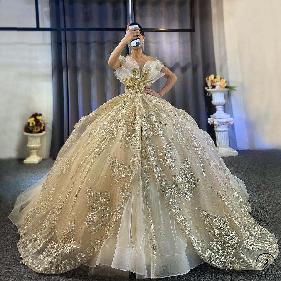 Bridal Gowns Golden Anniversary Gowns OSTTY Luxury Gold Wedding