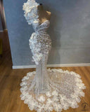 Luxury Mermaid Embroidered Sleevesless Wedding Dresses OSR001