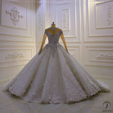 Luxury White Wedding Dress Long Sleeve Full Beading Ball Gown - $1,699.99