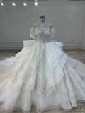 Ostty Luxury White Short Sleeves Wedding Dress OS702 - Quinceanera Dress $1,299