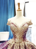 Red Wedding Dress Bride Vocal Solo Pettiskirt off-Shoulder Gold-Colored and Floor-Length Banquet Evening Dress - $759.99