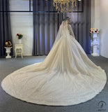 White Luxury Long Train Full Beading Wedding Dress OSM001 - $1,169.99