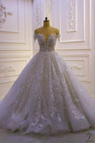 White One Shoulder Sleveless Lace Flower Wedding Dress Ball Gown OS790