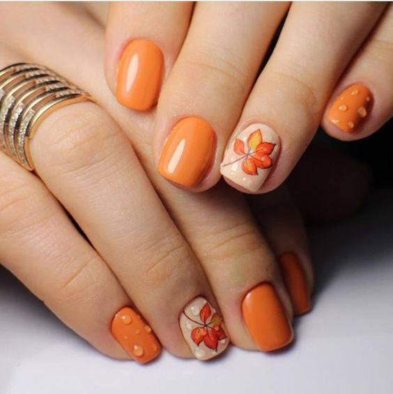 55+ Trendy Manicure Ideas In Fall Nail Colors；Orange Nails; Manicure; Fall Nails;Trendy nails; gel nails; nails shop