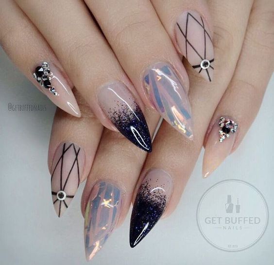 Geometric Design For Stiletto Nails; Geometric Stiletto nails; cute Stiletto nails; Stiletto coffin nails; easy Stiletto nails; Stiletto nails designs;