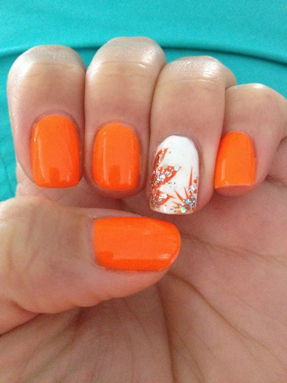 55+ Trendy Manicure Ideas In Fall Nail Colors；Orange Nails; Manicure; Fall Nails;Trendy nails; gel nails; nails shop