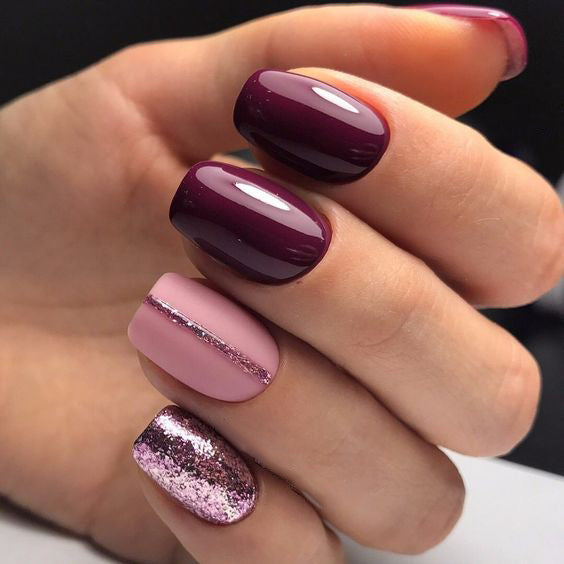 55+ Trendy Manicure Ideas In Fall Nail Colors；Purple Nails; Manicure; Fall Nails;Trendy nails; gel nails; nails shop