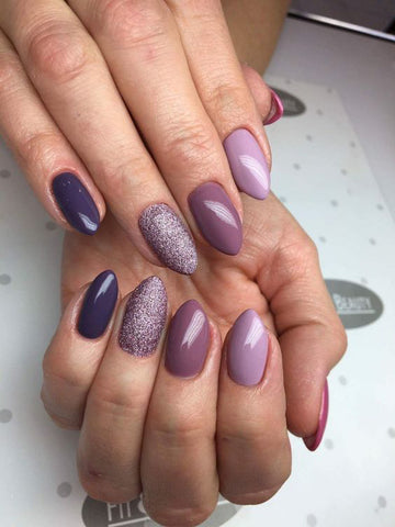 36+ Pretty Trending Fall Nails; coffin nails; Fall gel nail; short Purple nails; Purple cute nails; Purple matte nails; Purple glitter nails.