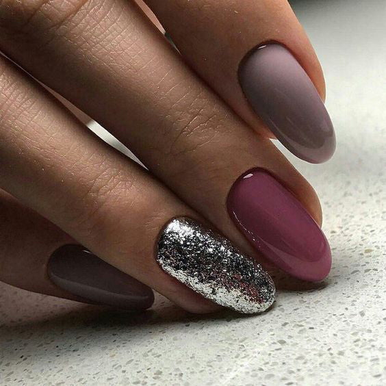 36+ Pretty Trending Fall Nails; coffin nails; Fall gel nail; short Purple nails; Purple cute nails; Purple matte nails; Purple glitter nails.