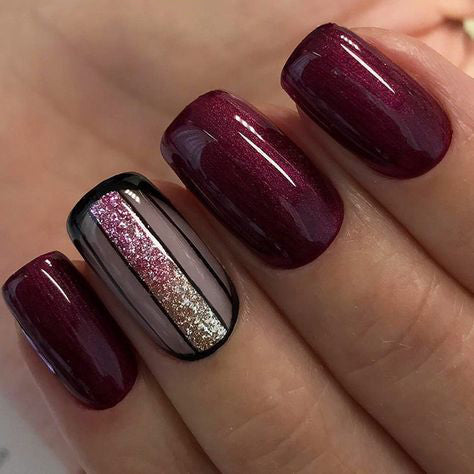 36+ Pretty Trending Fall Nails; coffin nails; Fall gel nail; short Purple nails; Purple cute nails; Purple matte nails; Purple glitter nails.