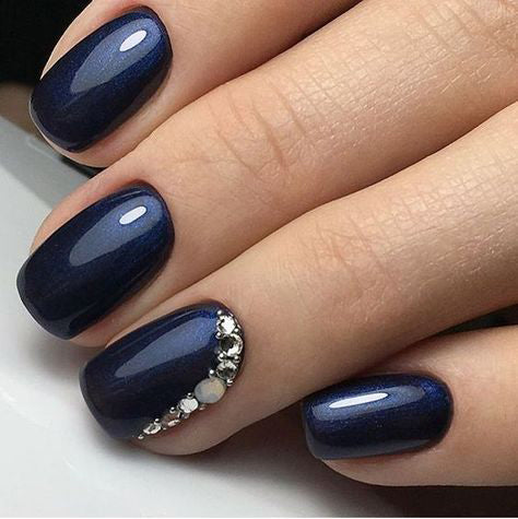 36+ Pretty Trending Fall Nails; coffin nails; Fall gel nail; short Blue nails; Blue cute nails; Blue matte nails; Blue glitter nails.
