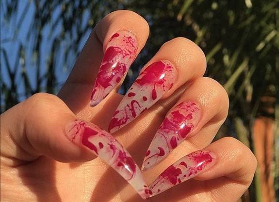 50+ Creepy Halloween Bloody Nails Designs; Creepy Halloween nails; cute Halloween nails; Halloween nails acrylic; stiletto nails; Halloween coffin nails; easy Halloween nails; Halloween Bloody Nails