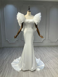 Ostty Statement Ruffle Sleeve Square Neck Wedding Dress OST-AR005-25 (Wholesale)