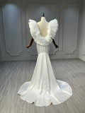 Ostty Statement Ruffle Sleeve Square Neck Wedding Dress OST-AR005-25 (Wholesale)