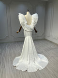 Ostty Statement Ruffle Sleeve Square Neck Wedding Dress OST-AR005-25 (Wholesale)