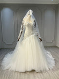 Ostty Strapless Lace Ball Gown Wedding Dress with Flower Detail OST-BL029-25 (Wholesale)