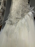 Ostty Strapless Lace Ball Gown Wedding Dress with Flower Detail OST-BL029-25 (Wholesale)