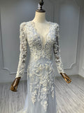 Ostty Vintage Grey Embroidered Wedding Dress with Long Sleeves OST-GV023-25 (Wholesale)