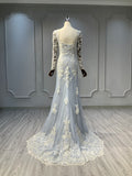 Ostty Vintage Grey Embroidered Wedding Dress with Long Sleeves OST-GV023-25 (Wholesale)