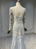 Ostty Vintage Grey Embroidered Wedding Dress with Long Sleeves OST-GV023-25 (Wholesale)