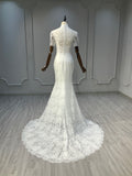 Ostty High Neck Short Sleeve Lace Wedding Dress OST-LC013-25 (Wholesale)