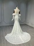Ostty Puff Sleeve A-Line Wedding Dress with Lace Neckline OST-FP031-25 (Wholesale)