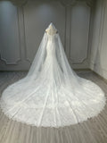 Ostty Off-Shoulder Long Sleeve Lace Wedding Dress with Chapel Train OST-LT018-25 (Wholesale)
